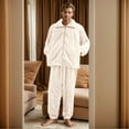 thumbnail image 2 of Yuncity Men's Pajama Sets Home Plushwinter With Warm Pockets Set Pjs Men Pajama Set Xl, 2 of 8