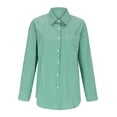 thumbnail image 5 of Women's Long Sleeve Striped Shirt, Button Down Collared Blouse with Loose Casual Fit, Comfortable and Versatile Tops for Everyday Fashion Outfits Green S, 5 of 7
