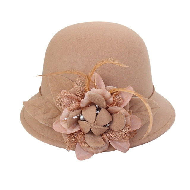 Chapeau Melon Petit pour Femme, Automne et Hiver, Fleurs, Rond, Décontracté, Style Bassin de Pêcheur
