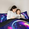 thumbnail image 5 of Erosebridal Astronaut Bedding King Comforter Set for Teens, Cartoon Rocket Bedding Sets King with Comforter, Outer Space Planet Reversible Down Comforter, Super Cozy Bedroom Decor, 3pcs, 5 of 8