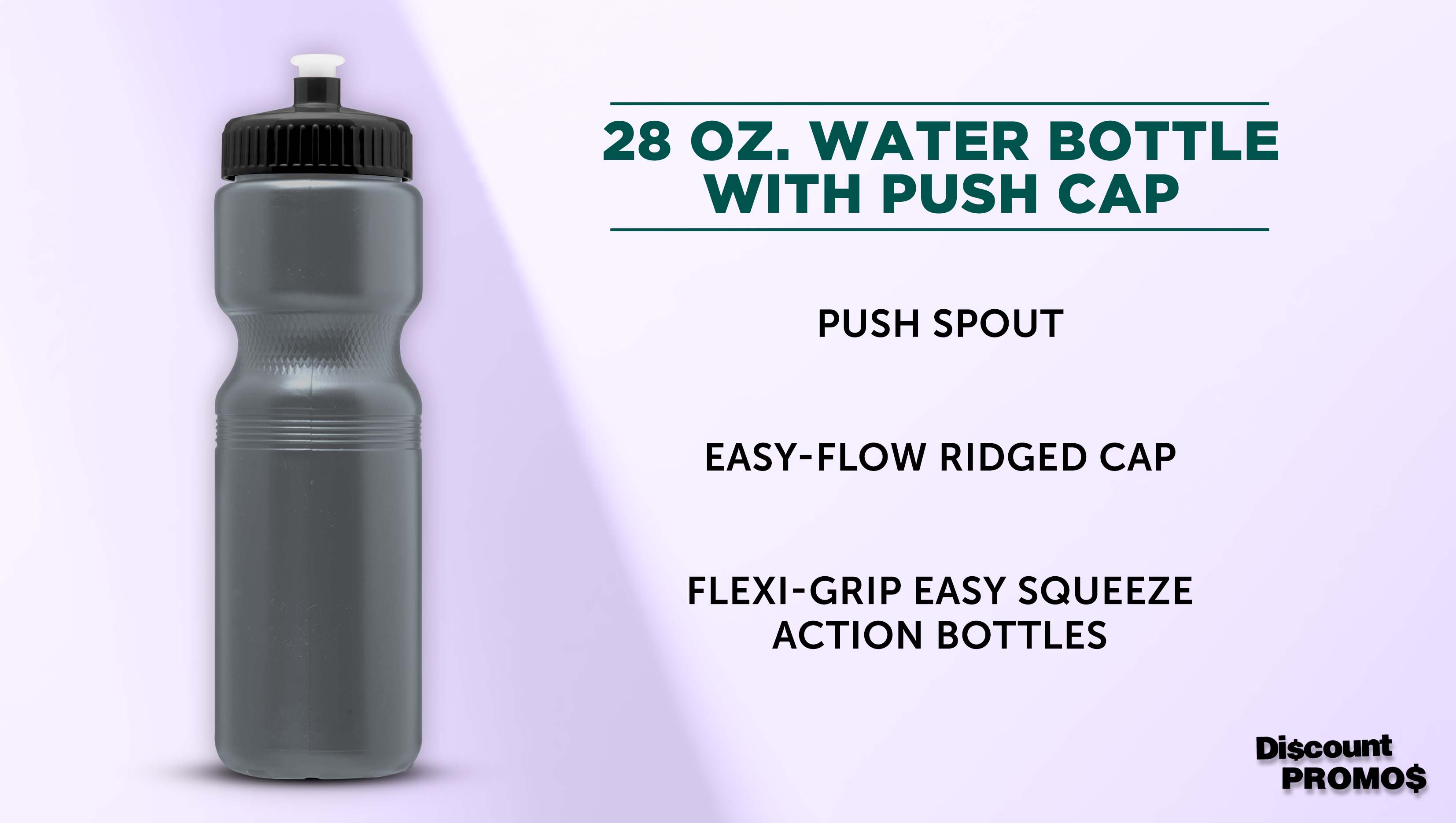 Water Bottles with Push Cap 28 oz. Set of 6, Bulk Pack - Reusable, Great for Gym, Hiking, Cycling, School - Silver