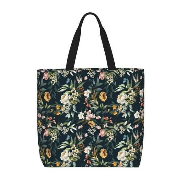 Hirioo Watercolor Floral for Tote Bag for Women, Quilted Shoulder Bag with Zipper, Large Capacity Handbags for Casual, Travel, Work