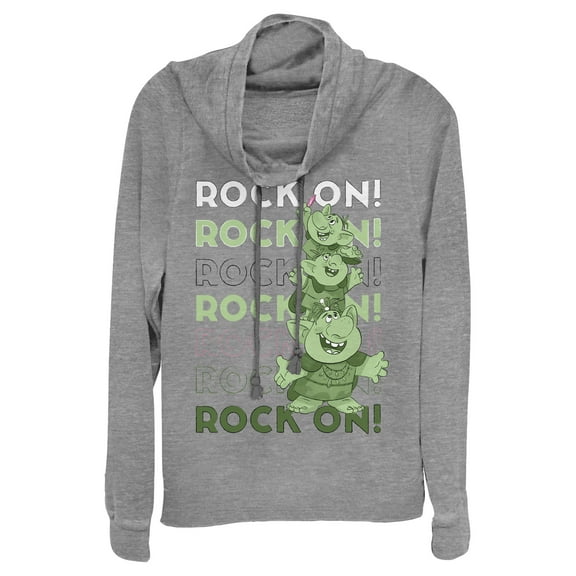 Junior's Frozen Rock On Trolls  Cowl Neck Sweatshirt Gray Heather Large