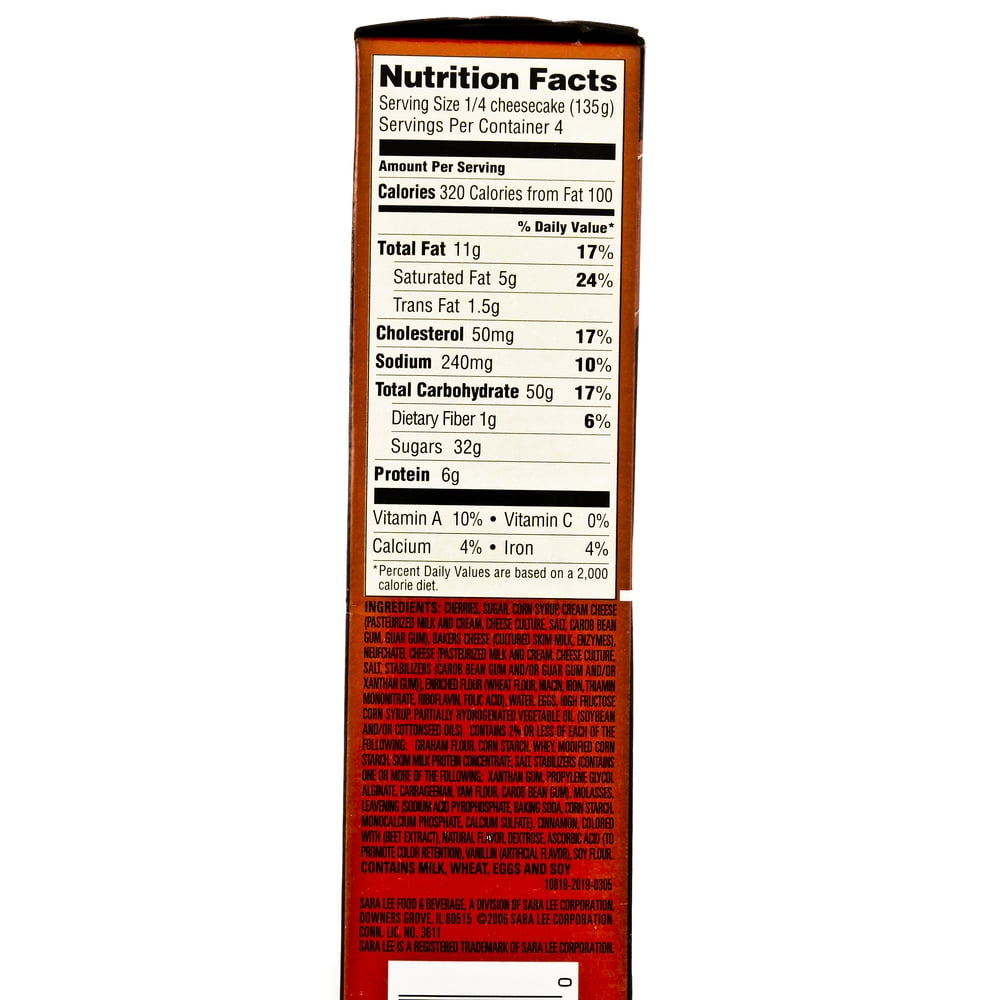 Sara Lee Cherry Cheesecake Nutrition - Nutrition Ftempo Sara Lee Cherry Cheesecake Nutrition - Nutrition Ftempo