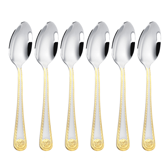 HausRoland Dinner Spoon Set of 6 pcs 7.9" (20 cm) Stainless Steel Table Spoons Silverware Flatware Set, Mirror Polished and Brushed