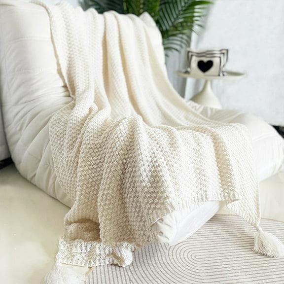 110*150cm Chunky Knit Throw Blanket for Couch, Soft Luxurious Stitch Blankets for Bed, Cozy Decorative Farmhouse Knitted Throws for Sofa