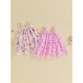 thumbnail image 3 of Gzhioc Toddler Baby Girls Summer Sleeveless Tulle Dress 6 12 18 24 Months 2T 3T 4T Bow Patterns Layered Ruffles Suspender A Line Dress, 3 of 9