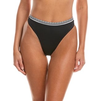 Freya Jewel Cove Brazilian Bikini Bottom – Cheeky Cut, Black, Chlorine-Resistant, Size L