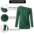 thumbnail image 5 of TEMOFON Women's Off The Shoulder Tops Sexy Long Sleeve Twist Knot T-Shirts Casual Cold Shoulder Blouse Green, 5 of 6