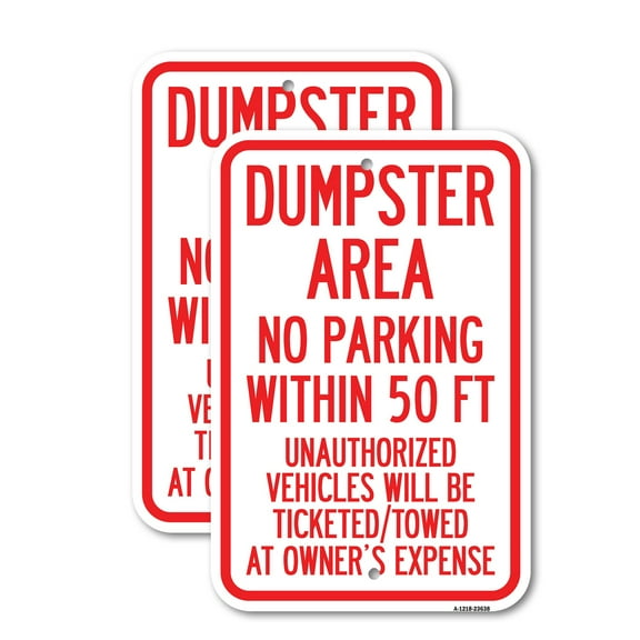(2 Pack) No Parking Within 50 Ft Unauthorized Vehicles Will Be Ticketed Towed at Owners Expense | 18" X 24" Heavy-Gauge Aluminum Sign | Rust Free Aluminum, Weather Resistant, Waterproof