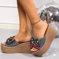 thumbnail image 2 of Dakaela Women's Platform Sandals Cork Wedge Heel Espadrille Sequin Bow Slip on Slides Wide Width Casual Summer Walking Slippers Size 6-10, 2 of 9