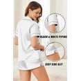 thumbnail image 3 of Ekouaer Silk Satin Pajamas Set Short Sleeve Pj Sets Black & White Contrast Piping Pjs Button Down Lounge Sets Gift 2 Piece for Party, 3 of 6