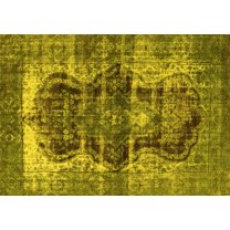 Ahgly Company Machine Washable Indoor Rectangle Persian Yellow Bohemian Area Rugs, 5' x 7'