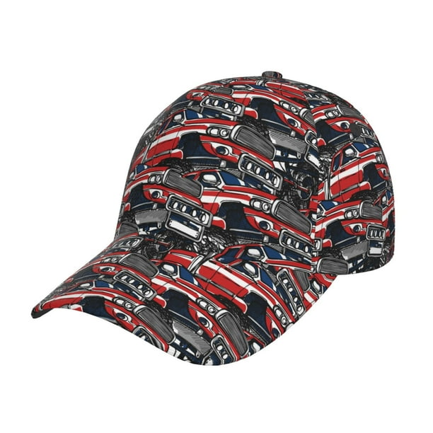 Balery Red And Blue Cars Gorra de béisbol de tamaño ajustable para correr, entrenar y actividades al aire libre. Gorra de papá para todas las estaciones.
