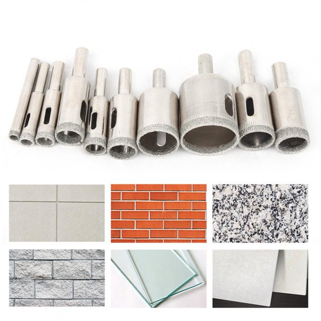 Sierras perforadoras de 6-30 mm brocas 10 piezas para frascos de bloques de vidrio botellas de azulejos piedra de granito ANGGREK Otros