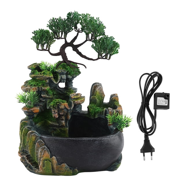 Rockery Waterfall, Small Rockery Decor, Resin Modern Mini Zen With Fish Pond For Table Gift Home Decoration