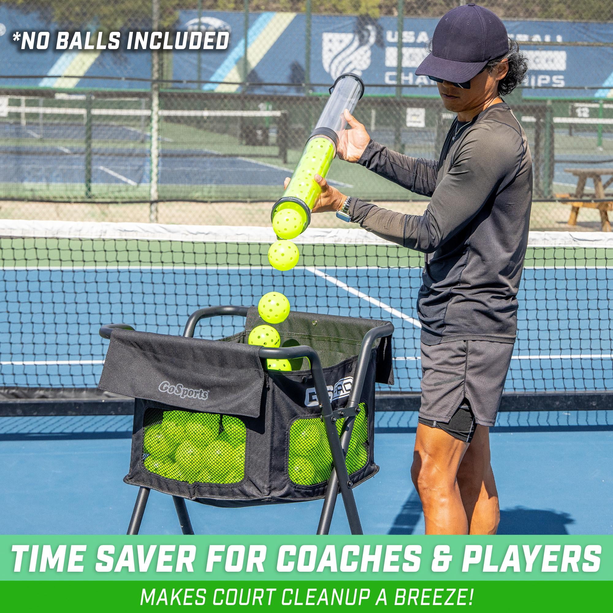 GoSports Pickleball & Tennis Pickup Clear Tube - Ball Retriever Holder, Fits 14 Pickleballs