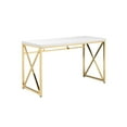 thumbnail image 2 of Benjara Gracie 47 Inch Desk, White Rectangular Top, Metal Legs in Gold Finish, 2 of 6