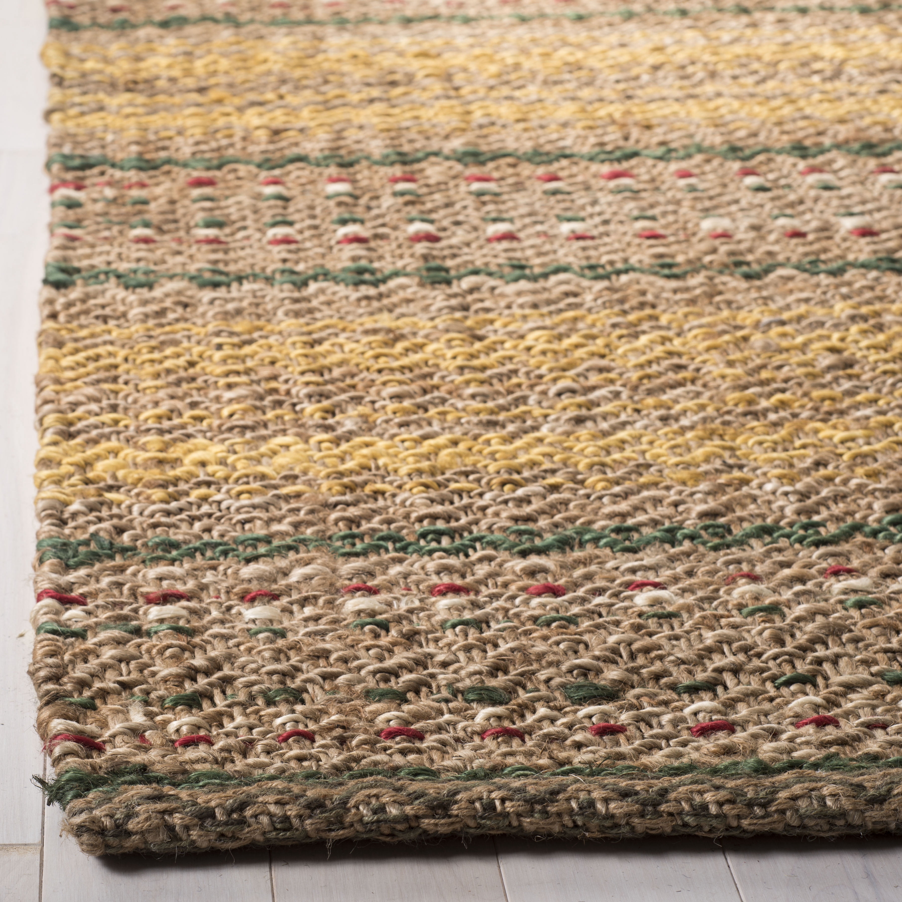 SAFAVIEH Natural Fiber Ombre Striped Jute Runner Rug, Natural/Gold, 2'6" x 8'