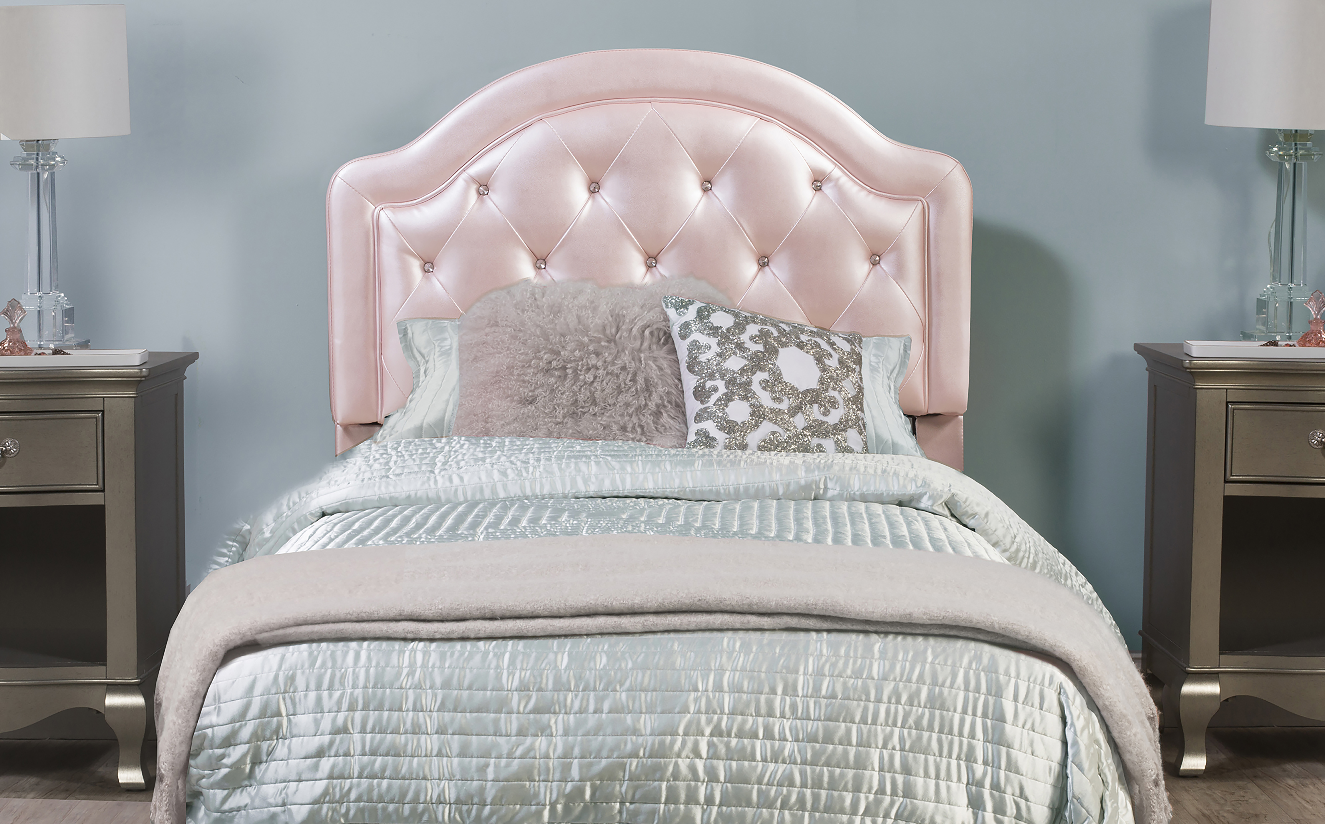 Hillsdale Furniture Karley Tufted Faux Leather Twin Headboard, Embossed Pink - image 3 of 5