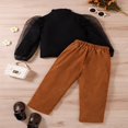 thumbnail image 2 of EIMELI Kid Autumn Sets Mesh Patchwork Ribbed Long Sleeves Tops Corduroy Pants, 2 of 6