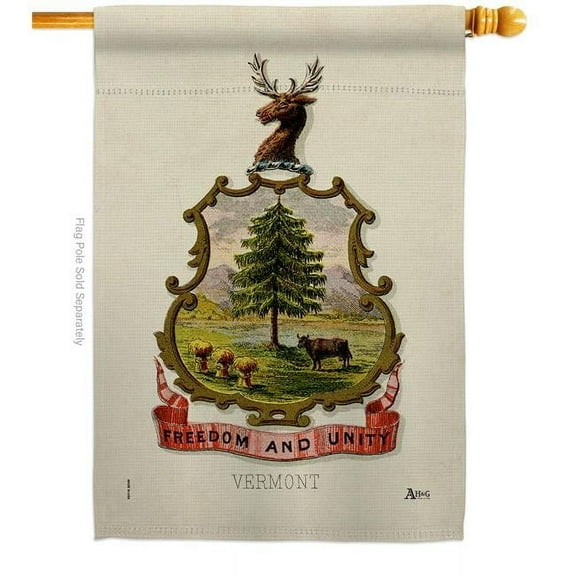 28 x 40 in. Coat of Arms Vermont House Flag with Americana States Double-Sided Decorative Vertical Banner Garden Yard Gift