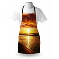 thumbnail image 3 of Hawaiian Apron Dramatic Sunset Scenery Calm Exotic Beach Ocean Waves Coastal View, Unisex Kitchen Bib Apron with Adjustable Neck for Cooking Baking Gardening, Orange Dark Orange Yellow, by Ambesonne, 3 of 3
