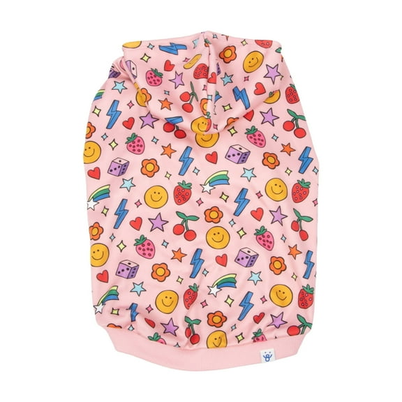 Oodles Fall Pink Doodle Motif Dog Hoodie, Medium
