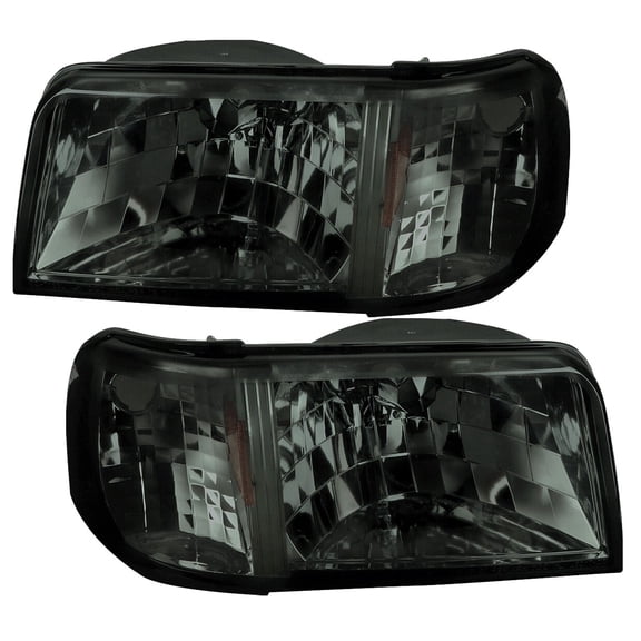 ZJYAIZD Smoke Headlights Corner Signal Lamps 1pc Style Heavy Duty ABS Plastic Housing / Polycarbonate Lens Front Left Right for Ford for Ranger Sport 93 97 & STX/Splash/XL/XLT 93-97