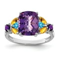 thumbnail image 4 of 925 Sterling Silver Rhodium-plated Amethyst, Blue Topaz and Citrine Ring Size 6, 4 of 6