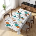 thumbnail image 3 of Boho Middle Century Table Cloth Waterproof Tablecloths, Retro Orange Teal Grey Star Rhombus Tablecloth Dining Table Cover for Kitchen Party Tabletop Outdoor, Rectangle Tablecloth 54x108 Inch, 3 of 9