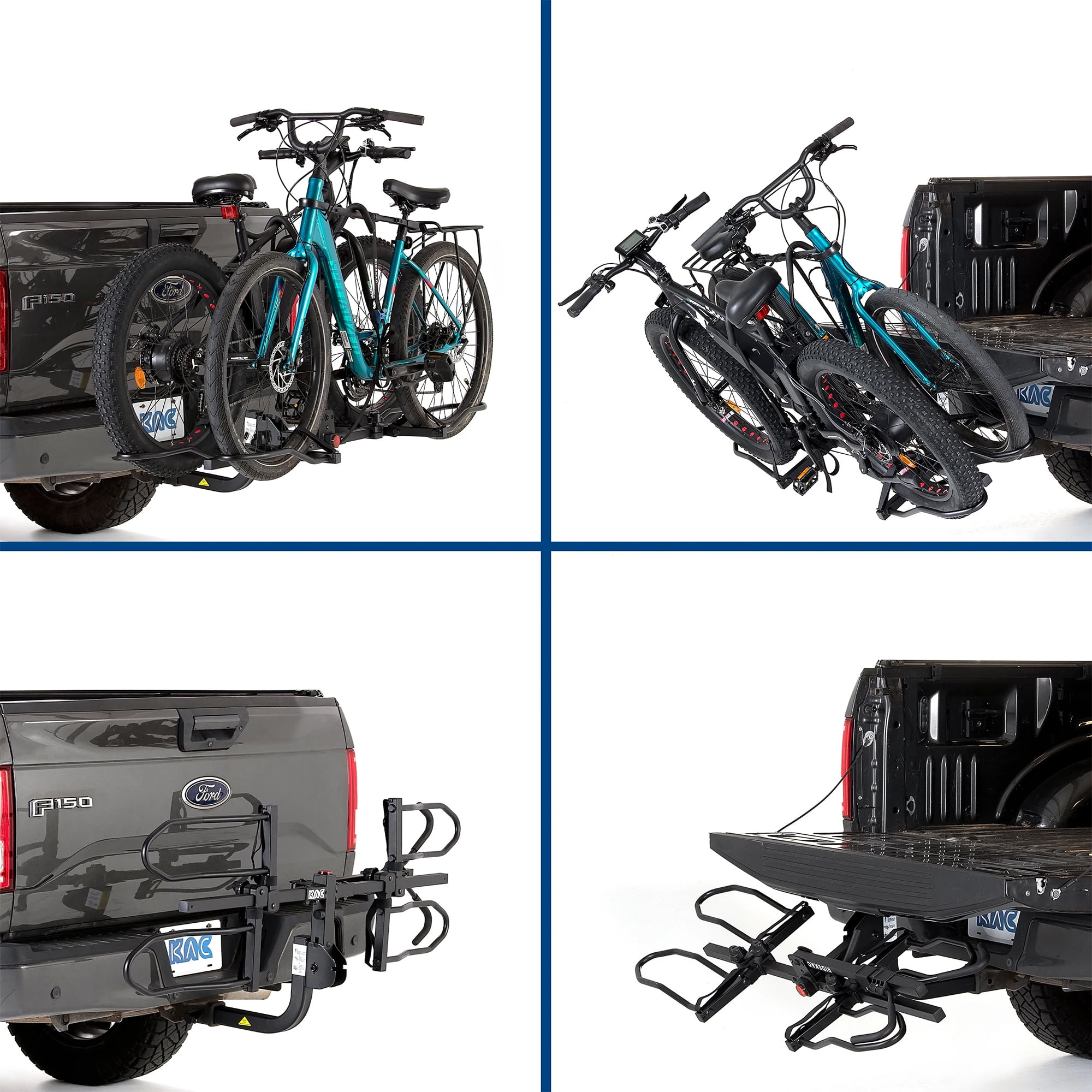 KAC K2 Sport 2" Hitch Mounted Bike Rack with Locking Mechanism, Black