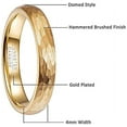 thumbnail image 5 of 4mm Gold Hammered Tungsten Ring for Women Multifaceted Wedding Band Burshed Finish, 5 of 6
