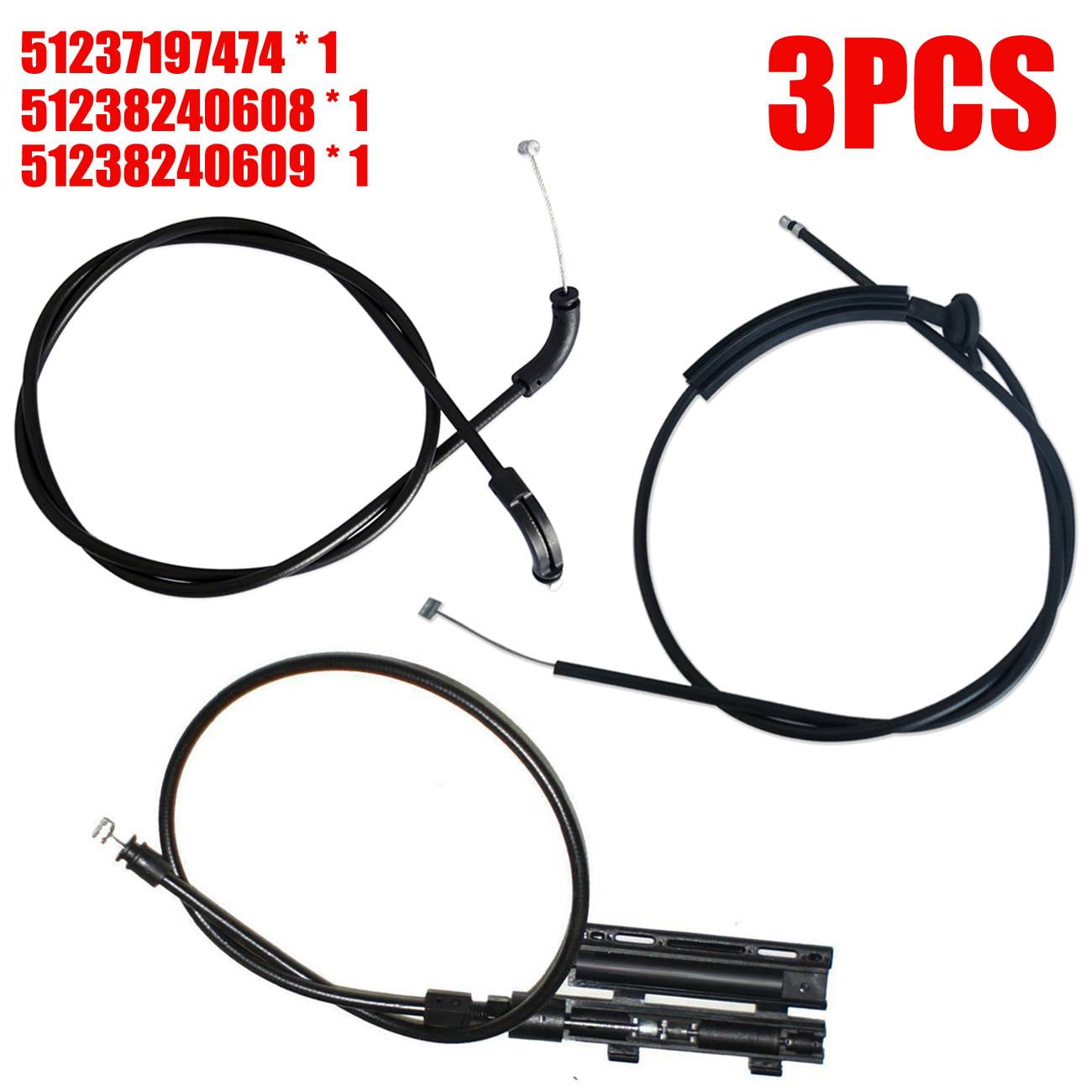 OE # 51237197474 Engine Hood Release Cable Bowden Cable Kit 3PCS Fits select: 2006 ,2008 BMW 750 LI