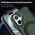 thumbnail image 6 of Compatible for iPhone 17 Stand Case, Slim Shockproof Protective Rotating Magnetic Ring Bracket Classic PU Leather Phone Cover for iPhone 17, Darkgreen, 6 of 7