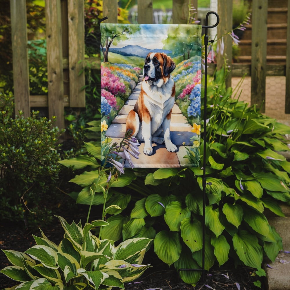 Saint Bernard Spring Path Garden Flag 11.25 in x 15.5 in