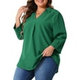 thumbnail image 4 of Agnes Orinda Plus Size Blouses for Women 3/4 Sleeve V Neck Work Shirts Casual Blouse 3X Green, 4 of 6