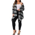 thumbnail image 2 of Agnes Orinda Plus Size Front Open Cardigan for Women Lightweight Boho Striped Long Cardigans Sweaters 1X Black, 2 of 6