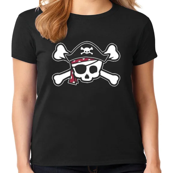 100% cotton tshirts men tee Pirate T-shirt Womens Ladies Tee Shirt Skull Crossbones Jolly Roger Flag