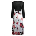 thumbnail image 4 of Vestido de Verano Para Mujer, Vestido Estampado Floral de Manga Larga, Vestido Informal de Retazos Con Cuello Redondo, Vestido Maxi Odeerbi ODB113580, 4 of 6