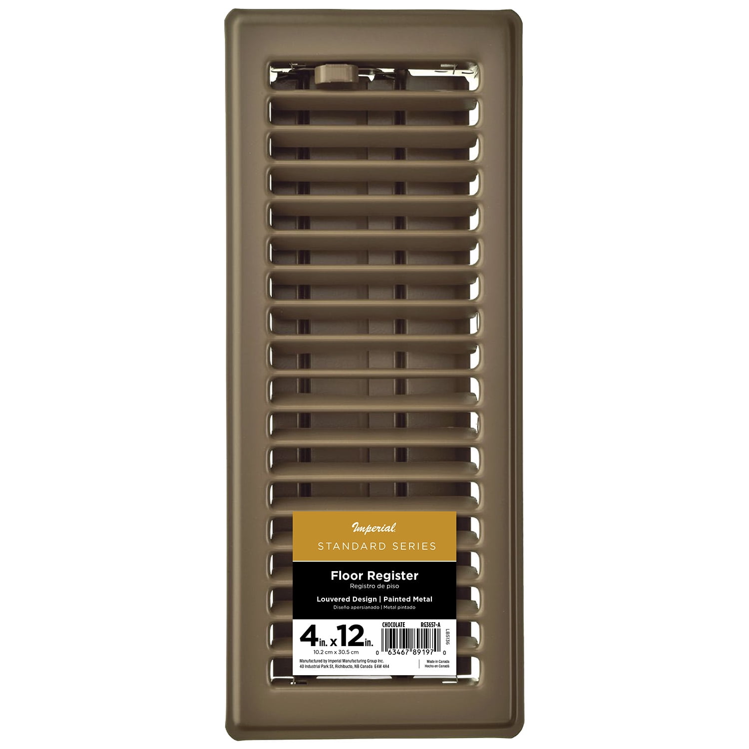 Imperial 4-inch x 12-inch Chocolate Steel Painted Louvered, Floor Register, Rectangular, Household Vent Cover