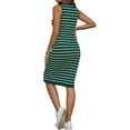 thumbnail image 3 of INSPIRE CHIC Women's Striped Maternity Dress Summer Bodycon Ribbed Knit Sleeveless Pregnancy Tank Dresses L Green, 3 of 6