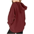 thumbnail image 4 of Girls Casual Long Sleeve Hoodies Cute Oversized Fleece Pocket Sweatshirt Tops Wine 9-10 Years, 4 of 6