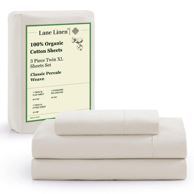Juego de sábanas LANE LINEN 100% algodón orgánico Twin XL Glacier Grey