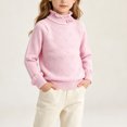 thumbnail image 5 of Besolor Kids Toddler Girls Clothes Sweaters Fall Casual Warm Ruffled Turtleneck Long Sleeve Knitted Pullover Tops(9-10 Years,Pink), 5 of 7