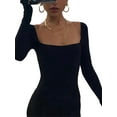 thumbnail image 5 of Women Yoga Jumpsuitas Long Sleeve Ribbed Knit Bodycon Jumpsuit Full Body Romper One Piece Workout Outfit, 5 of 9