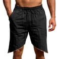 thumbnail image 2 of Besolor Men's Linen Shorts Drawstring Elastic Waist Lightweight Thin Breathable Casual Shorts with Pocket(XX-Large,Black), 2 of 7
