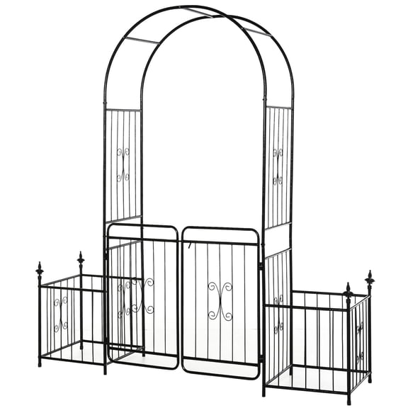Metal Grape Trellis with Side Planting Spaces / Beautifies Gardens