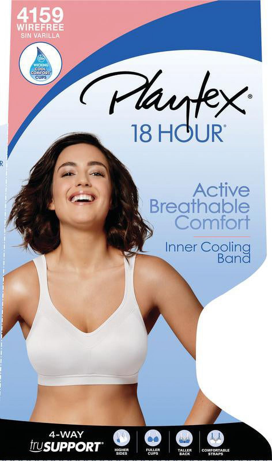 Playtex 18 Hour Active Breathable Comfort Full Coverage Wireless Bra Light  Beige 36B Women's 