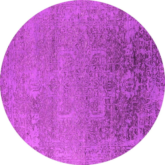 Ahgly Company Indoor Round Oriental Pink Industrial Area Rugs, 7' Round